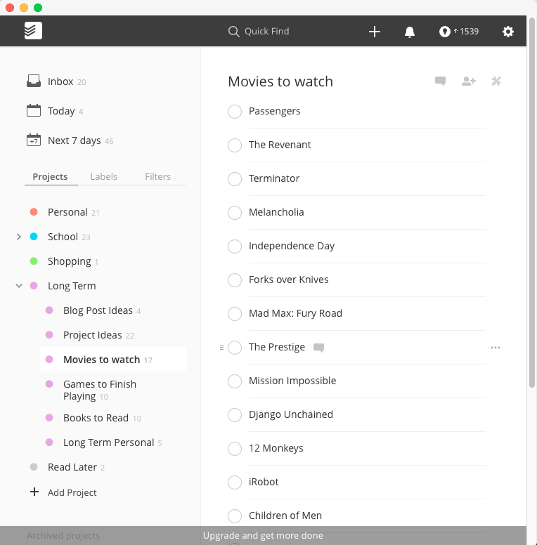 Todoist Interface