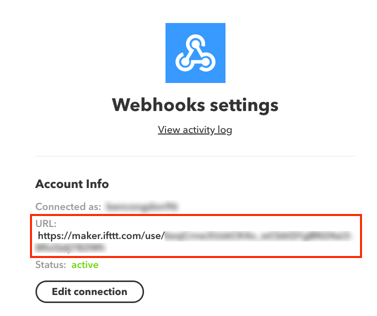 IFTTT Webhooks Settings