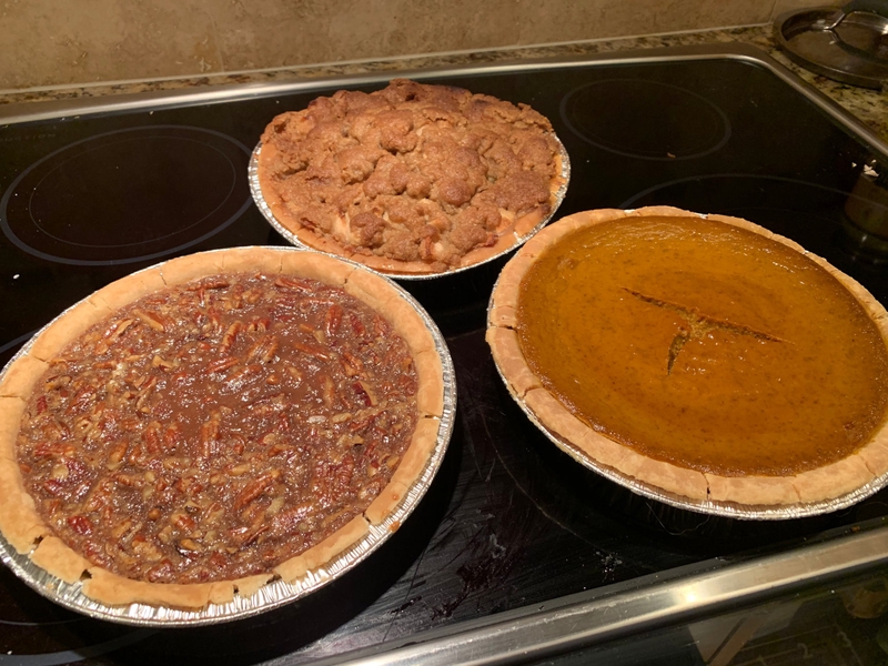 Pecan, Dutch Apple, Pumpkin (Left to Right)